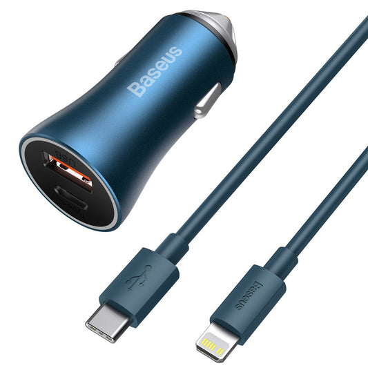 BASEUS Fast 40W USB-C/USB QC + Blue iPhone cable