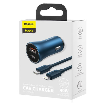 BASEUS Fast 40W USB-C/USB QC + Blue iPhone cable – image 5