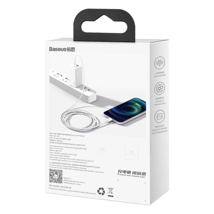 BASEUS Cable for iPhone USB Type C - Lightning Power Delivery 20W 1m white – image 6
