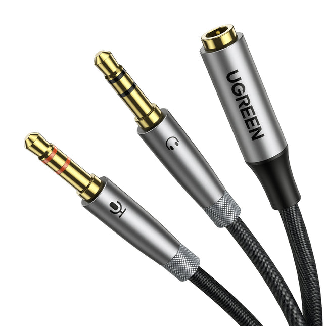 UGREEN AUX cable distributor 3.5 mm female for headphones and male microphone 20cm black