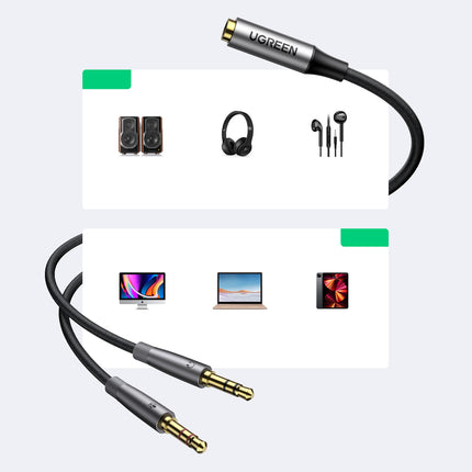 UGREEN AUX cable distributor 3.5 mm female for headphones and male microphone 20cm black – image 5
