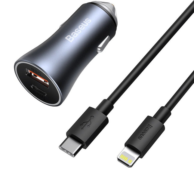 BASEUS USB-C USB 40W PD QC SCP FCP AFC + USB-C cable - Lightning grey