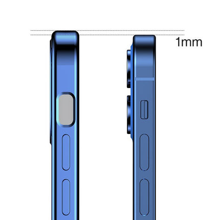 JOYROOM Ultra thin transparent case with metallic frame for iPhone 12 Pro dark-blue – image 3