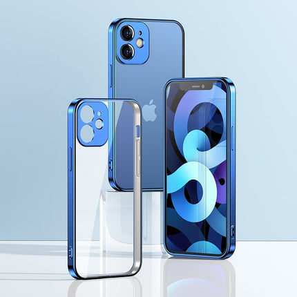 JOYROOM Ultra thin transparent case with metallic frame for iPhone 12 Pro dark-blue – image 6
