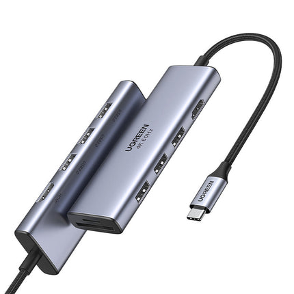 UGREEN 6w1 Multifunction HUB USB-C - 3x USB HDMI 4K card reader SD and TF grey – image 2