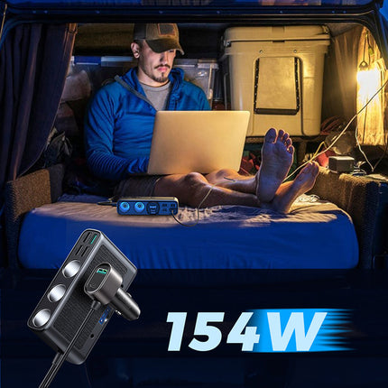 JOYROOM 9in1 car charger 5x USB 1x USB-C 3x lighter socket PD QC black – image 9