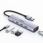 UGREEN Multifunctional HUB USB 3.0 adapter - 3x USB Ethernet RJ-45 USB-C PD grey