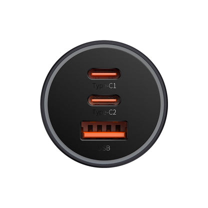 BASEUS Golden Contactor Pro USB + 2x USB-C 65W car charger, dark gray – image 2