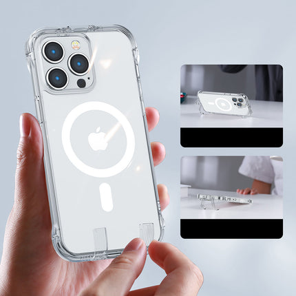 JOYROOM Magnetic case for iPhone 14 Plus armored cover with hooks a transparent – image 3