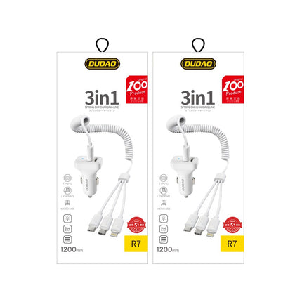 DUDAO 3w1 Car phone charging kit + white cable