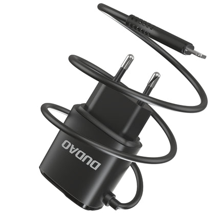 DUDAO 2x USB network charger with built-in cable for iPhone Lightning 12W black – image 2