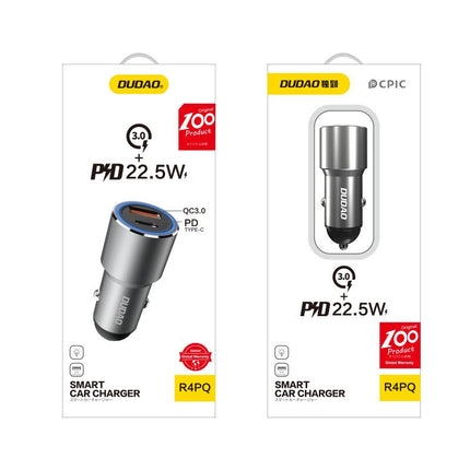 DUDAO USB USB-C PD QC 22.5W gray car charger