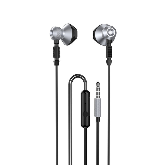 DUDAO Metal wire earphones 3,5 mm mini grey jack