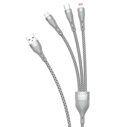 DUDAO 3in1 cable USB - Lightning microUSB USB-C 65W 1.2m gray