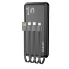 DUDAO Powerbank K6Pro 10000mAh universal with USB-C microUSB Lightning cable, black