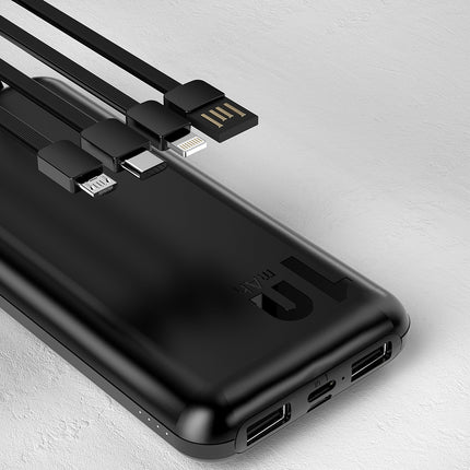 DUDAO Powerbank K6Pro 10000mAh universal with USB-C microUSB Lightning cable, black – image 3
