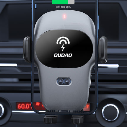 DUDAO Car holder with Qi 15W wireless charger, gray – image 4
