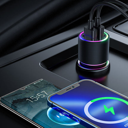 JOYROOM 2x USB car charger with backlight 24W black – image 3