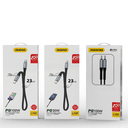 DUDAO Cable flat cable short USB-C - USB-C L10C PD 100W 23cm black – image 5