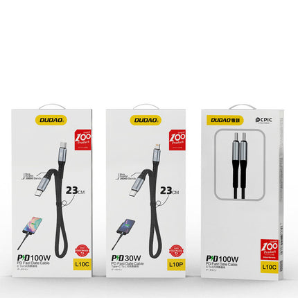 DUDAO Short flat cable for iPhone USB-C - Lightning L10P PD 20W 23cm black – image 5