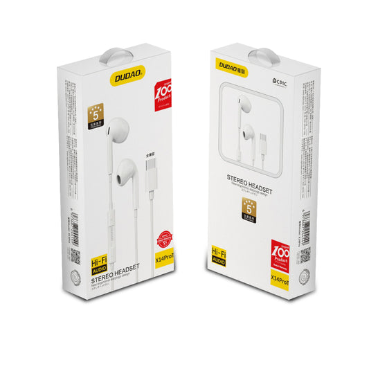 DUDAO X14PROT in-ear headphones with USB-C connector, white