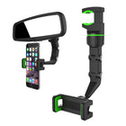 HURTEL Black and green phone holder for smartphone attached to the rearview mirror