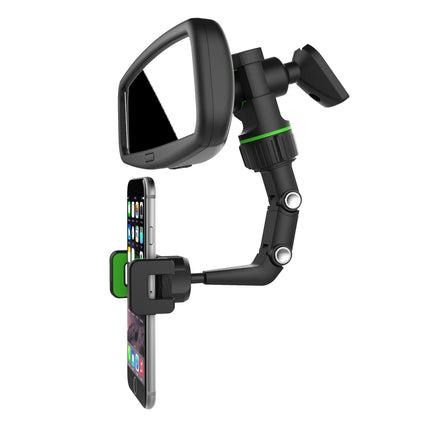 HURTEL Black and green phone holder for smartphone attached to the rearview mirror – image 2