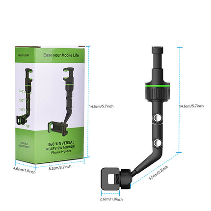 HURTEL Black and green phone holder for smartphone attached to the rearview mirror – image 6