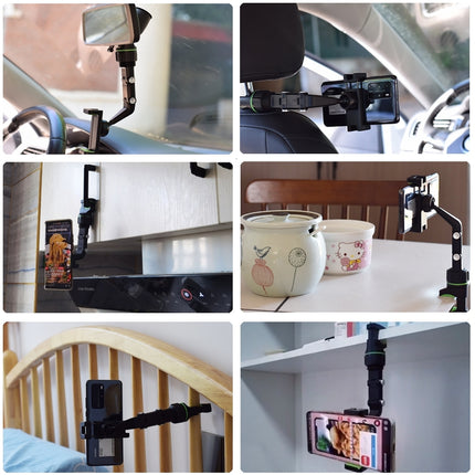 HURTEL Black and green phone holder for smartphone attached to the rearview mirror – image 7
