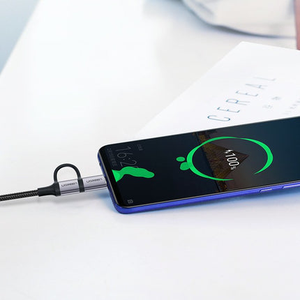 UGREEN 2in1 Cable, strong braided cable USB - microUSB + USB-C 1m 2.4A black – image 4
