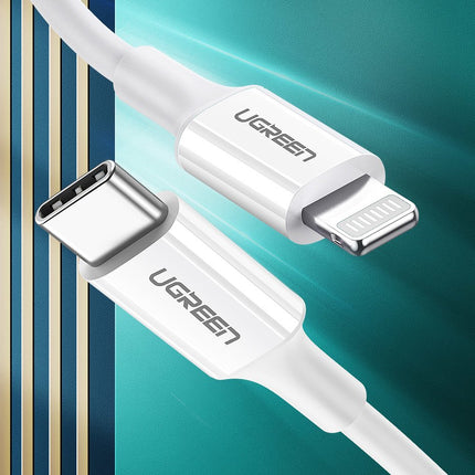 UGREEN Cable for iPhone MFi USB-C - Lightning 20W 3A 1m white – image 3