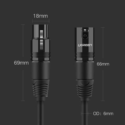 UGREEN Audio extension cable for XLR microphone, 2m, black – image 3