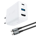 ACEFAST 2in1 Wall charger with USB-C cable + USB-C - HDMI 4K adapter white