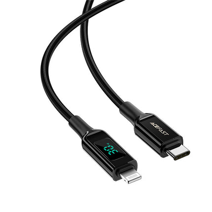 ACEFAST Braided cable with LED screen for iPhone MFI USB-C - Lightning 1.2m 30W 3A black – image 2