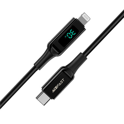 ACEFAST Braided cable with LED screen for iPhone MFI USB-C - Lightning 1.2m 30W 3A black – image 3