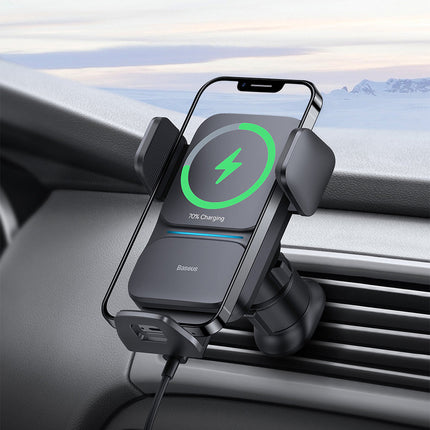 BASEUS Inductive car charger + Wisdom grille phone holder, black – image 4