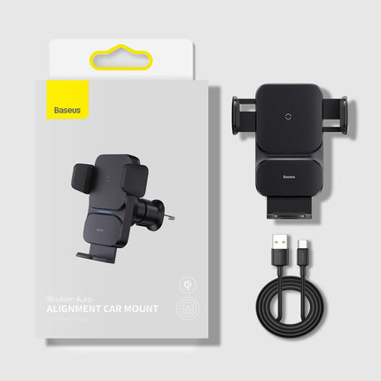 BASEUS Inductive car charger + Wisdom grille phone holder, black – image 5