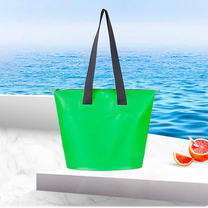 HURTEL Waterproof PVC beach bag with shoulder strap 11L - green – image 5