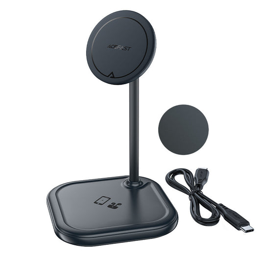 ACEFAST 2in1 Qi 15W wireless charger and stand for iPhone and Apple AirPods E6 black