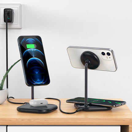 ACEFAST 2in1 Qi 15W wireless charger and stand for iPhone and Apple AirPods E6 black – image 8