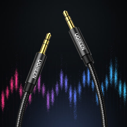 UGREEN Durable cable, braided AUX audio cable, 3.5 mm minijack, 1 m, blue – image 2