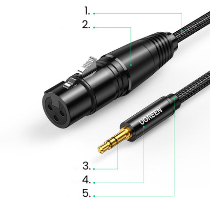 UGREEN Cable audio cable 3.5mm mini jack (male) - XLR (female) 1m black – image 9