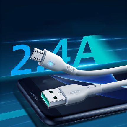 JOYROOM Cable with LED indicator USB - micro USB 2.4A 2m white – image 2