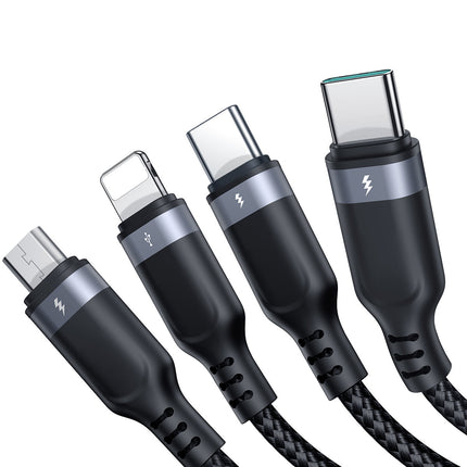 JOYROOM 4in1 Cable USB-A - 2x USB-C iPhone Lightning microUSB 1.2m black – image 3