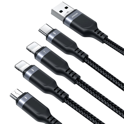 JOYROOM 4in1 Cable USB-A - USB-C 2x iPhone Lightning microUSB 1.2m black – image 4