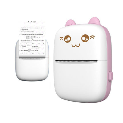 HURTEL Mini Cat thermal label printer cheat sheet from Bluetooth phone Fun Print pink