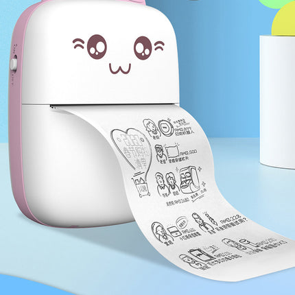 HURTEL Mini Cat thermal label printer cheat sheet from Bluetooth phone Fun Print pink – image 3