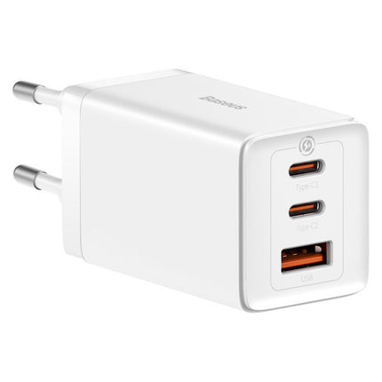 BASEUS GaN fast charger 2x USB-C USB 65W + USB-C cable white