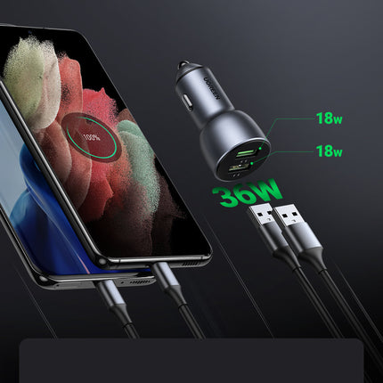 UGREEN Fast car charger 2x USB 36W Quick Charge SCP FCP AFC gray – image 2