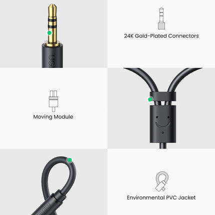 UGREEN Cable audio jack adapter cable 3.5mm male - 2x RCA female 0.25m gray – image 7
